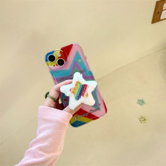 아이폰 14 13 12 11 레인보우 스타 별 핑거톡 케이스