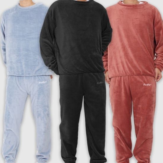 따뜻한 남자 수면잠옷한벌 바지 남여커플잠옷