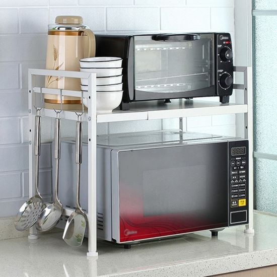 우리집 길이조절 전자레인지 선반(화이트) 오븐랙