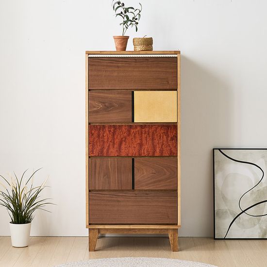 아디 고무나무 원목 서랍장 5단 600 (착불배송)