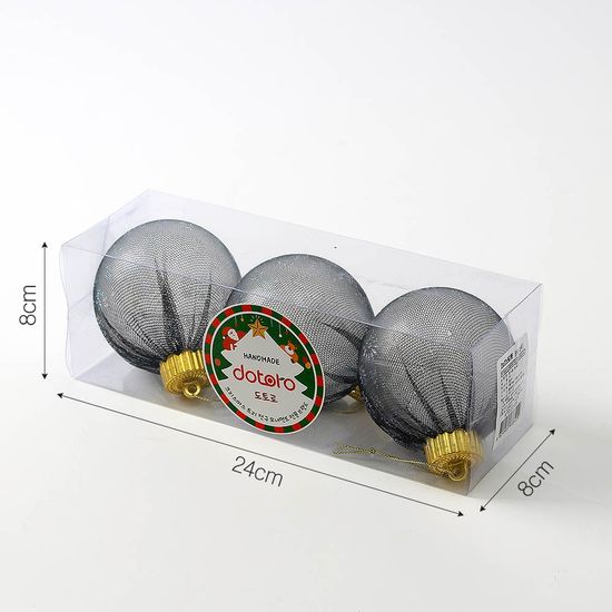 [도토로]시스루 레이스 장식볼 3p(8cm) (블랙데이지)