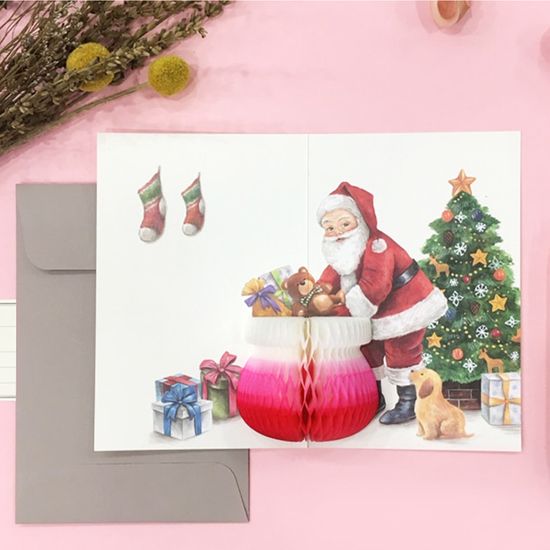 오첵 크리스마스 허니컴 팝업 입체 카드