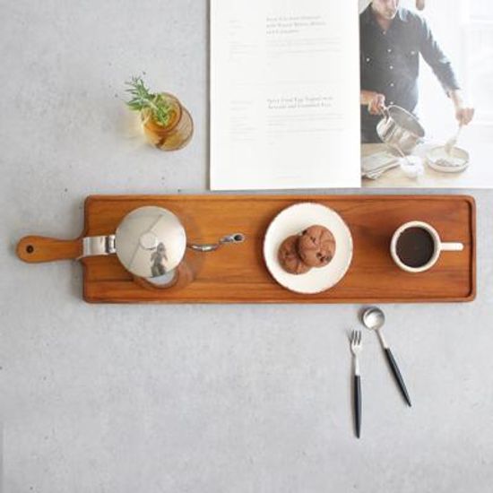 티크 웨루 우드 포갬 트레이-티크 롱직사각 대