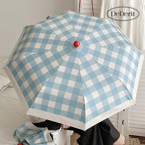 [데데리트]여름 장마 블루 체크 3단 자동 우산 양산