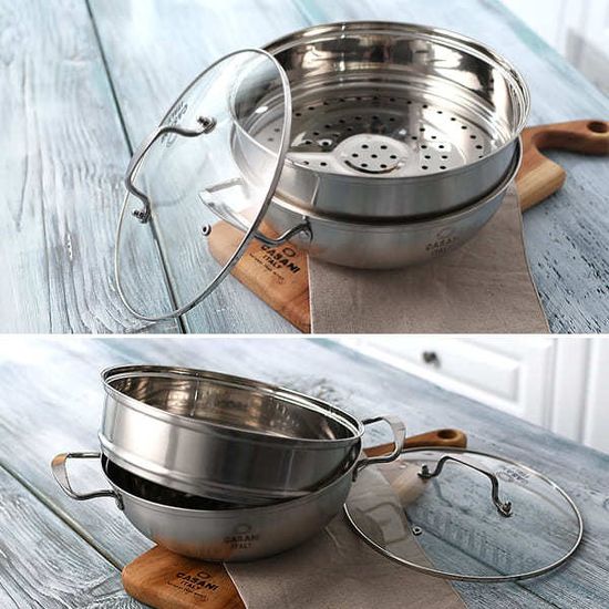 까사니 까리따 2단 만두 찜요리 스텐 스티머 냄비30cm