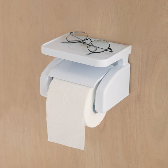무타공 흡착식 욕실 휴지걸이/화장지걸이 선반형