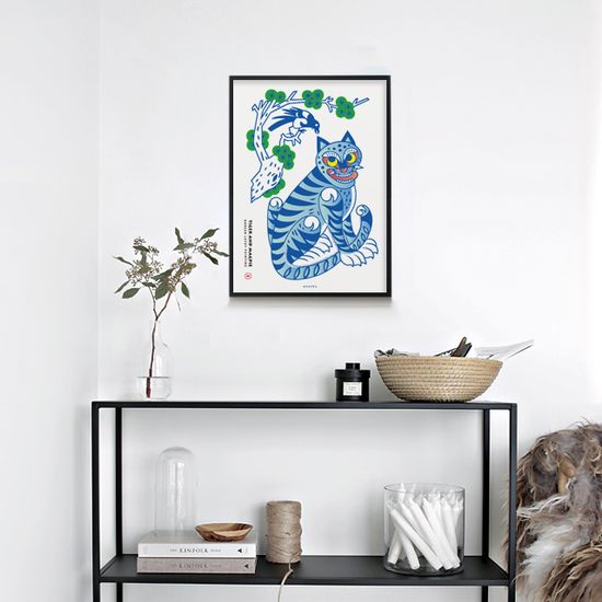 호작도 6 M 인테리어 포스터 호랑이 까치 풍수 한국화