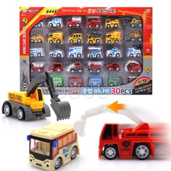 경찰소방 중장비 버스 30PCS 종합 미니카 세트