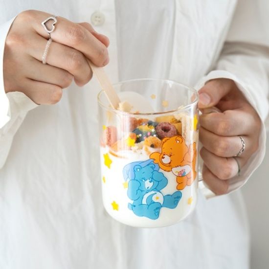 루카랩 케어베어 손잡이 투명 글래스 유리컵