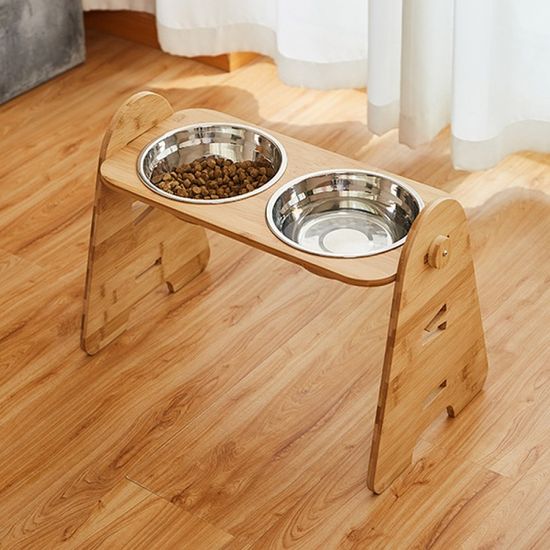반려동물 높이조절 스텐 식기(2구) 중대형견 개밥그릇