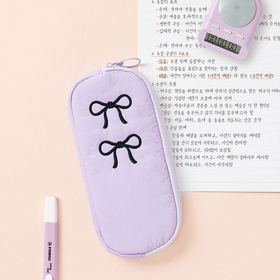 테이블토크 리본 펜 파우치 (5컬러)_심플 쿠션 필통