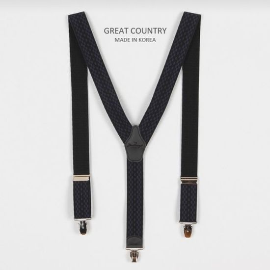 블랙 네이비 체크 멜빵 서스펜더(WFAB78B)