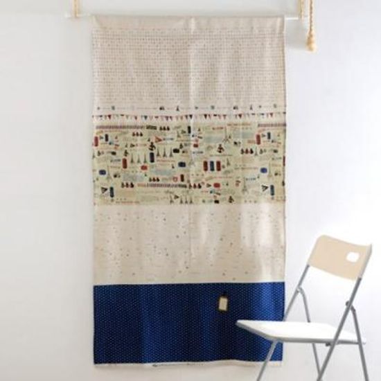 린넨 가리개 커튼 바란스 지중해