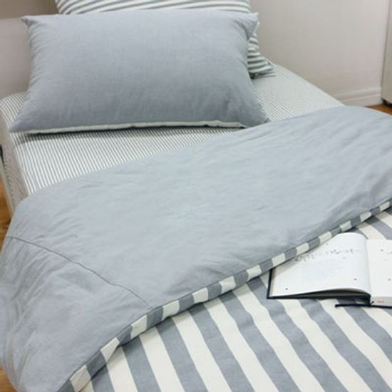 파스텔 하늘그레이 스트라이프 침구