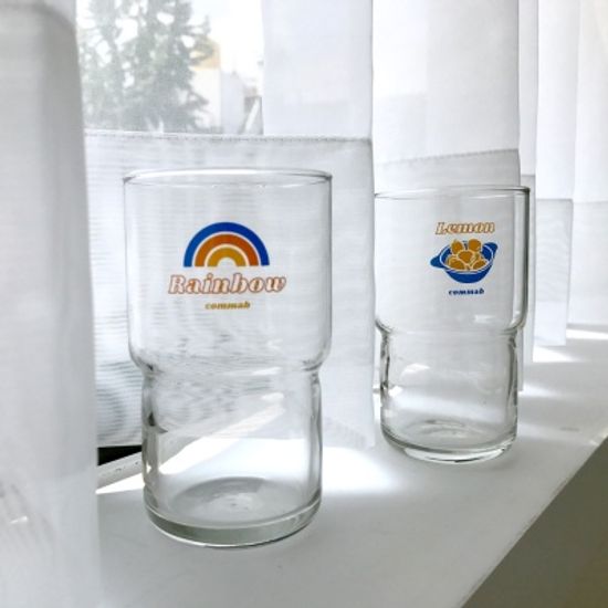 콤마비 일러스트 레트로 글라스잔 유리컵 320ml 5종 (택1)