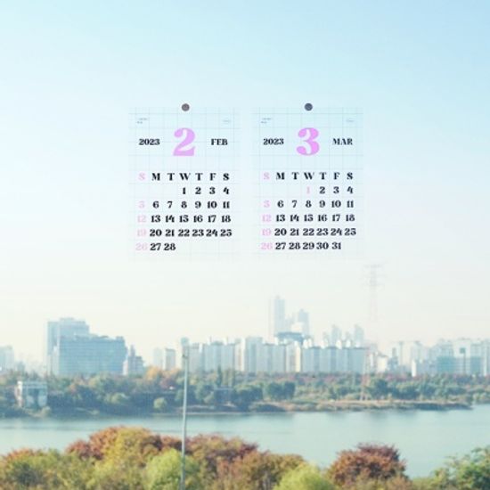 2023년 클리어웨이브 투명포스터 벽걸이 카렌다 A4