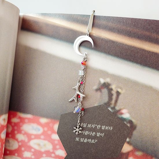 써지컬스틸 겨울 사슴뿔 책갈피 금속 북마크