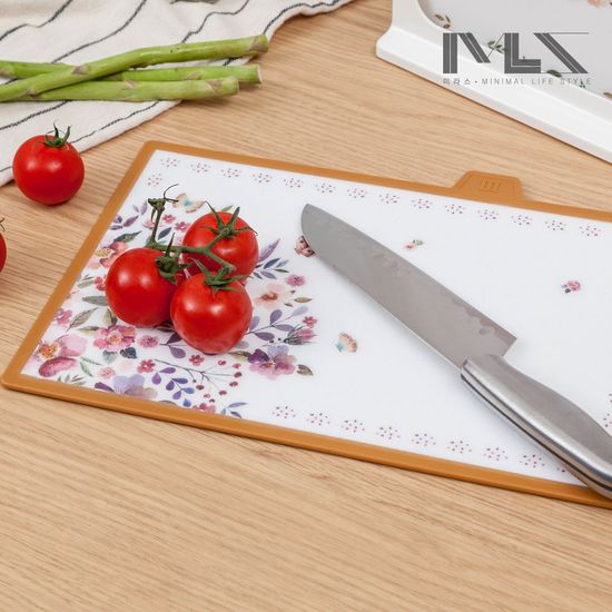 미라스 플로랄 사각 인덱스 도마 4P 거치대 세트