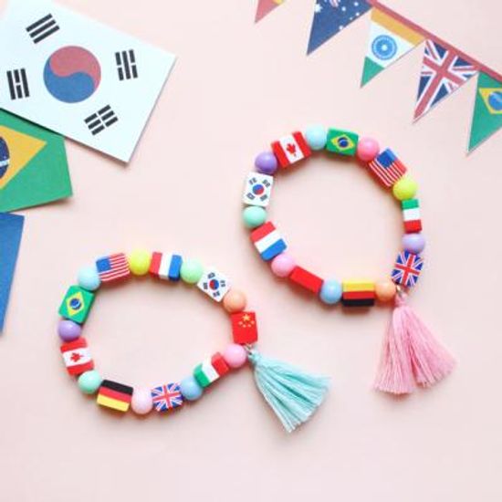 세계여러나라 만국기 팔찌 10set