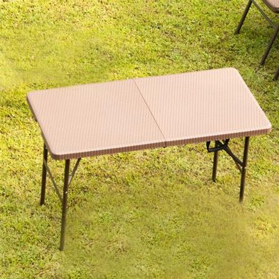 카라멜 라탄 야외 접이식 2단 테이블 120