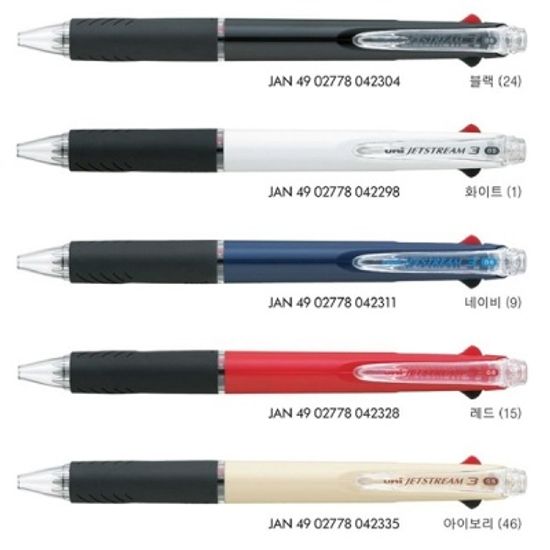 0.5mm 3색 유성볼펜-미쓰비시 유니 제트스트림 멀티펜 3C SXE3-400-05
