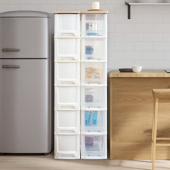 어반 우드상판 슬림 서랍장 6단 틈새 수납장 정리함