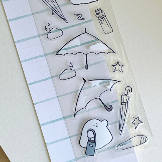  우산 드로잉 투명스티커