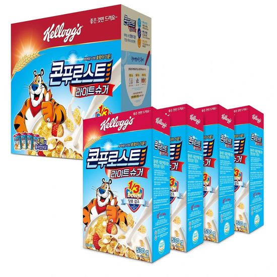 켈로그 콘푸로스트 라이트 슈거 530g x 4 콘후레이크