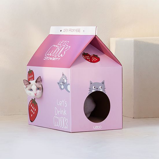레토 우유갑 고양이 스크래쳐 숨숨집 대형 LCH-S01