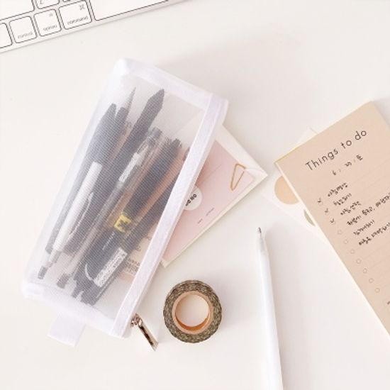 유어데일리 펜슬케이스 심플 메쉬 투명 망사 필통