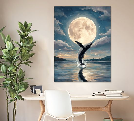 보름달 고래 그림 인테리어 액자 거실 카페 개업선물