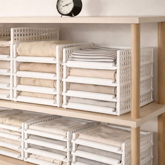 풀 슬라이딩 옷정리 적층 트레이 소형 3개 옷트레이