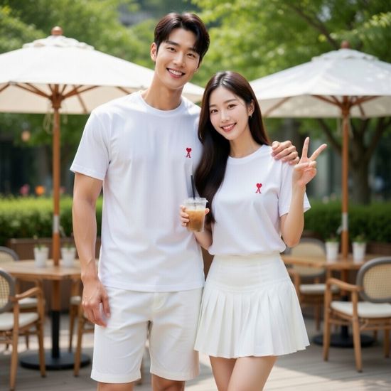 아미 스몰하트 로고 라운드 반팔티셔츠