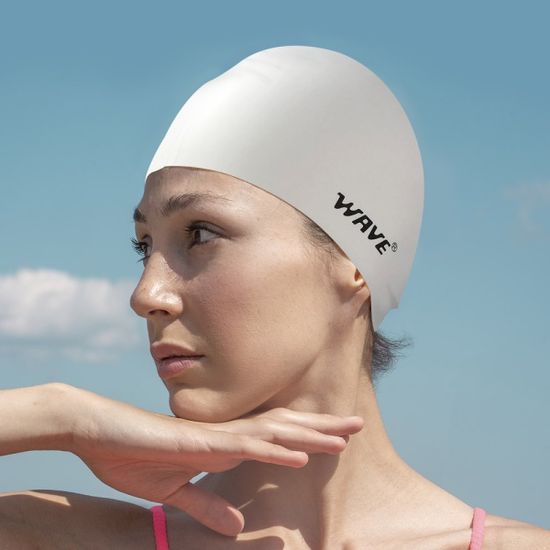 웨이브 실리콘 수영모 실내수영장 물놀이 수모 화이트