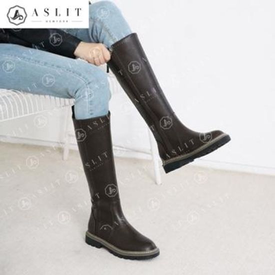 [애슬릿]겨울 기모 안감 통굽 발 편한 워커 롱 부츠