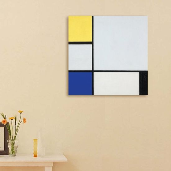 몬드리안 - 노랑, 파랑, 검정, 연파랑의 구성