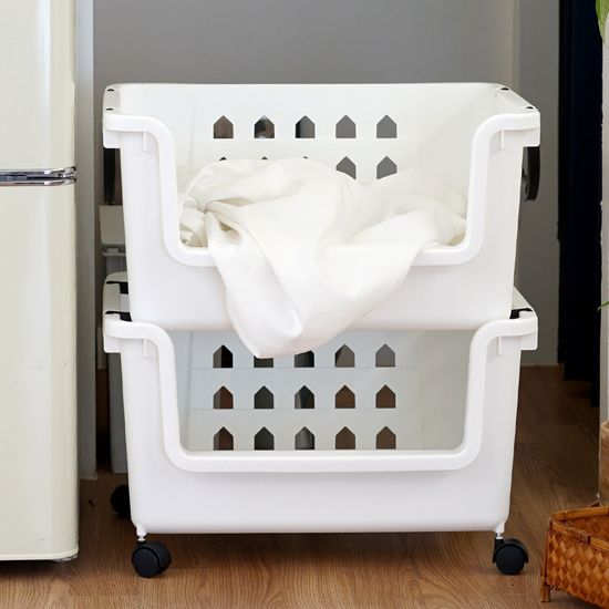 80L 대용량 멀티 바스켓 2P (바퀴별매) 적층형 바구니