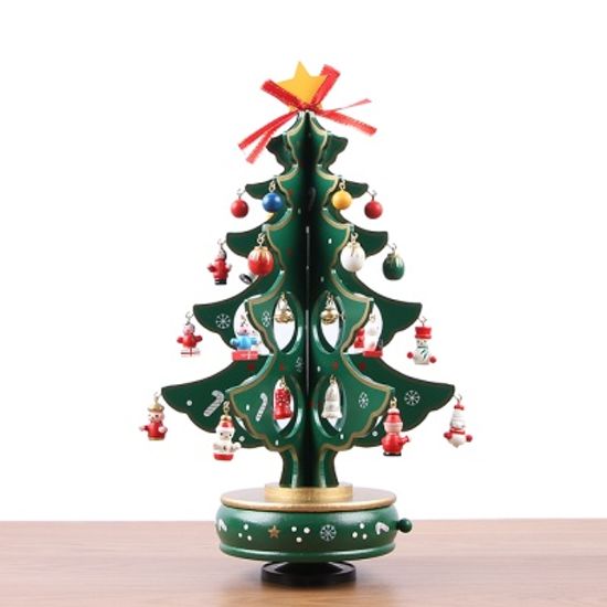 초록 십자형 오르골 크리스마스 트리(33cm)
