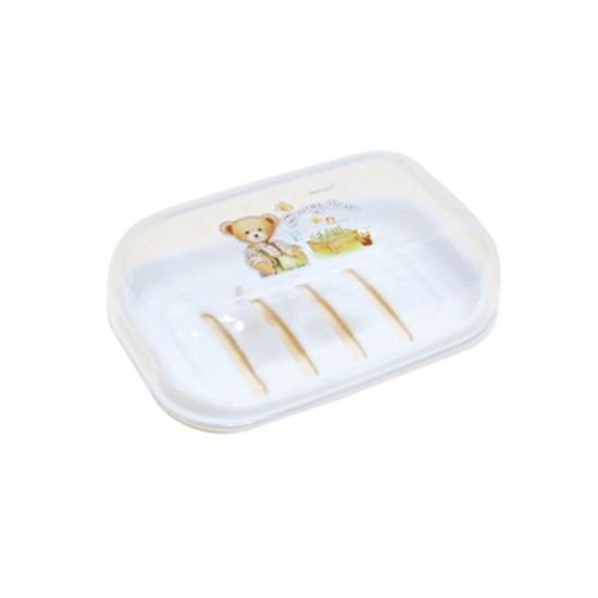 곰돌이 투명뚜껑 사각 비누갑 1개