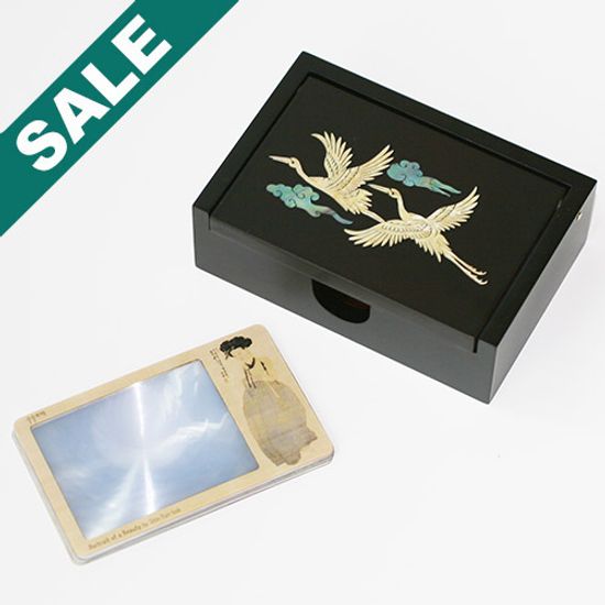 [선물세트]풍속화카드돋보기VW(5장)+자개명함함(쌍학)