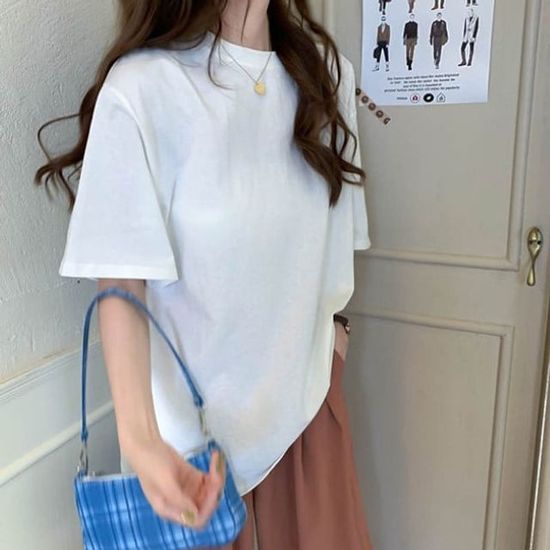 LK T19 3컬러 여성무지반팔티(WD597D4)