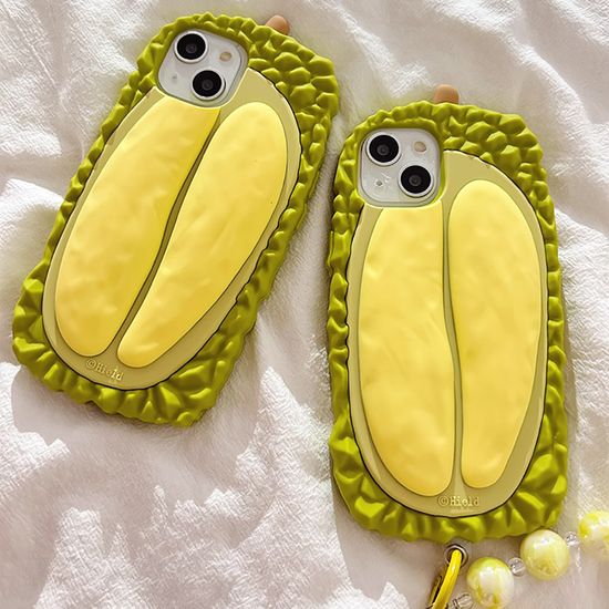 아이폰15 14 13 12 입체 두리안 스트랩 실리콘 케이스