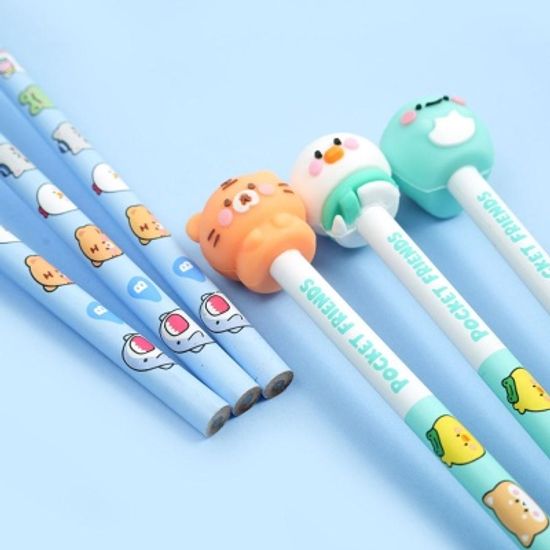 핑크풋 쪼꼬미친구들피규어연필세트_6본