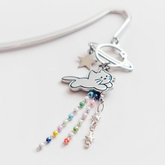 날아라 우주고양이 책갈피 금속 북마크