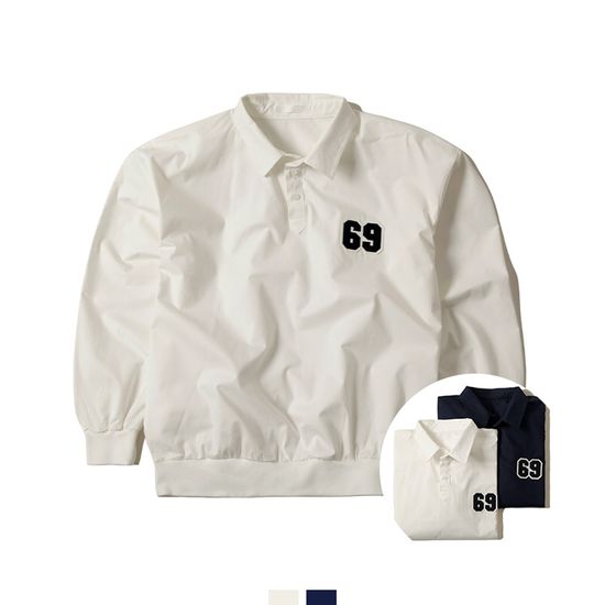 69아플리케 오버핏 맨투맨 2COLOR 남성 심플 티셔츠