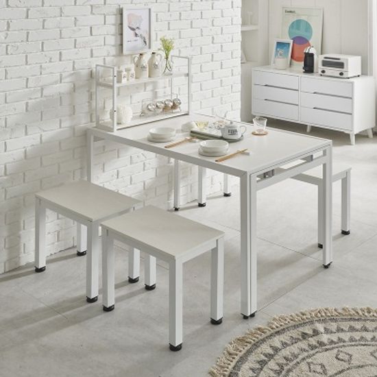 반슨 스틸 확장형 식탁 세트 4인