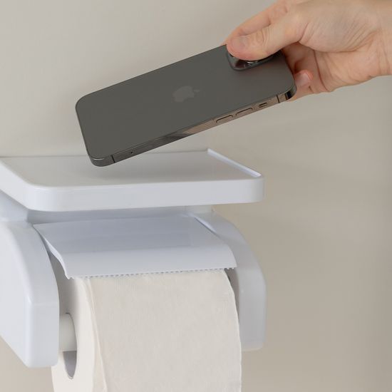 무타공 흡착식 욕실 휴지걸이/화장지걸이 선반형