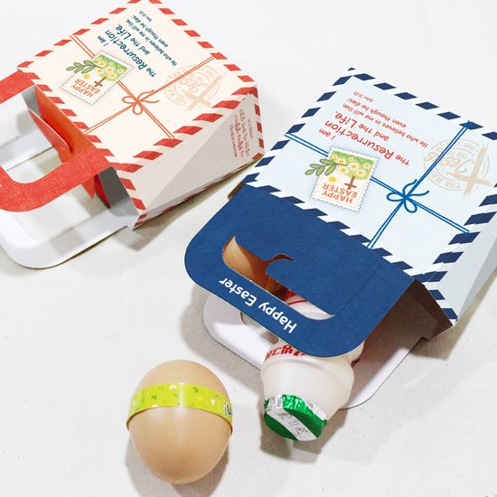 부활절 달걀 2구 종이백 20개_편지(블루)