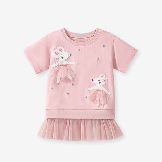 리틀마우스 여아동 레이스 반팔 롱티셔츠 205745