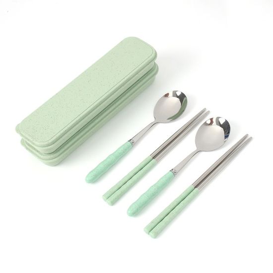 심플라인 휴대용 수저 2세트(그린) 개인숟가락세트